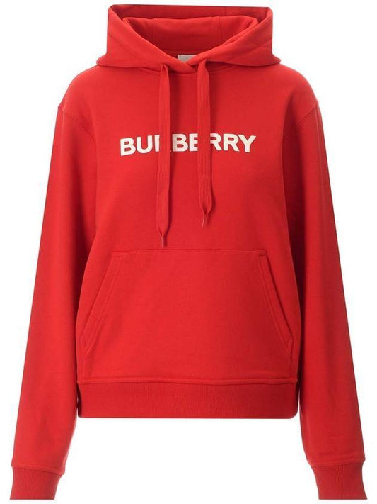 Burberry Women's Logo Print Cotton Hoodie Red