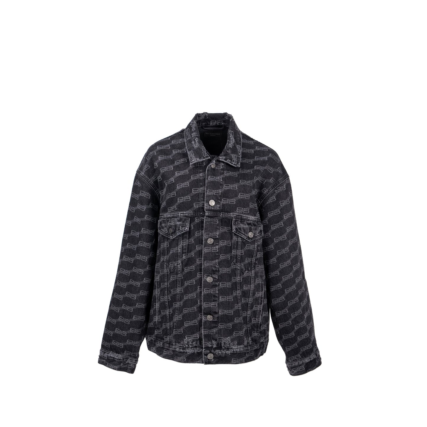 Balenciaga size XS oversized logo-print denim jacket black
