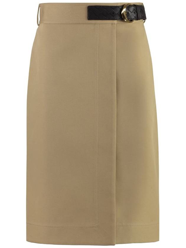 Bottega Veneta Belted Midi H-Line Skirt Nude