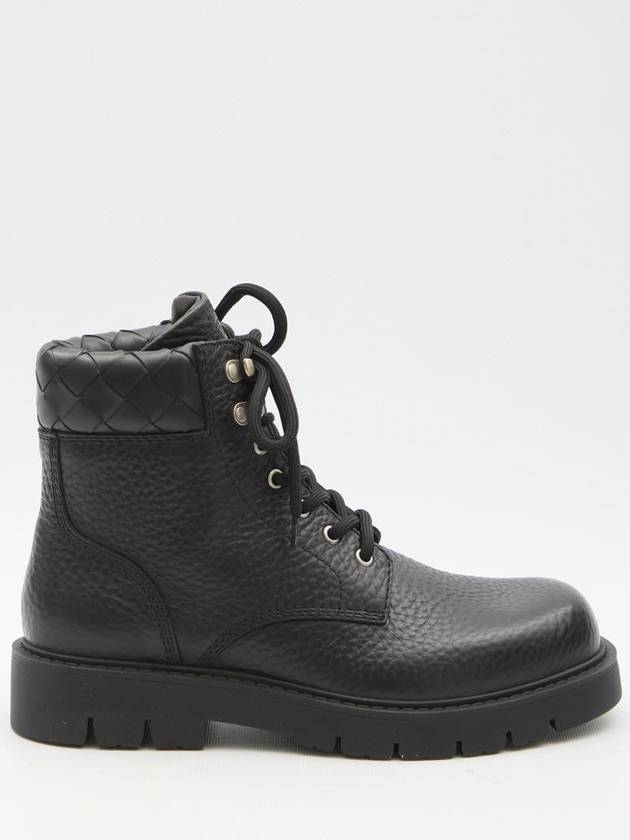 Bottega Veneta Haddock Leather Combat Boots Black