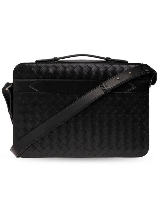 Bottega Veneta Intrecciato Leather Brief Case Black