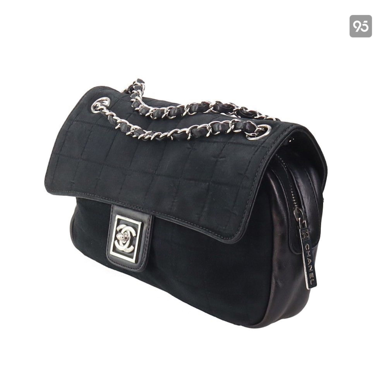 Chanel CC Choco Bar Suede & Leather Flap Bag Suede Shoulder Bag in New Condition