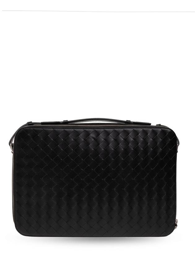 Bottega Veneta Intrecciato Leather Brief Case Black