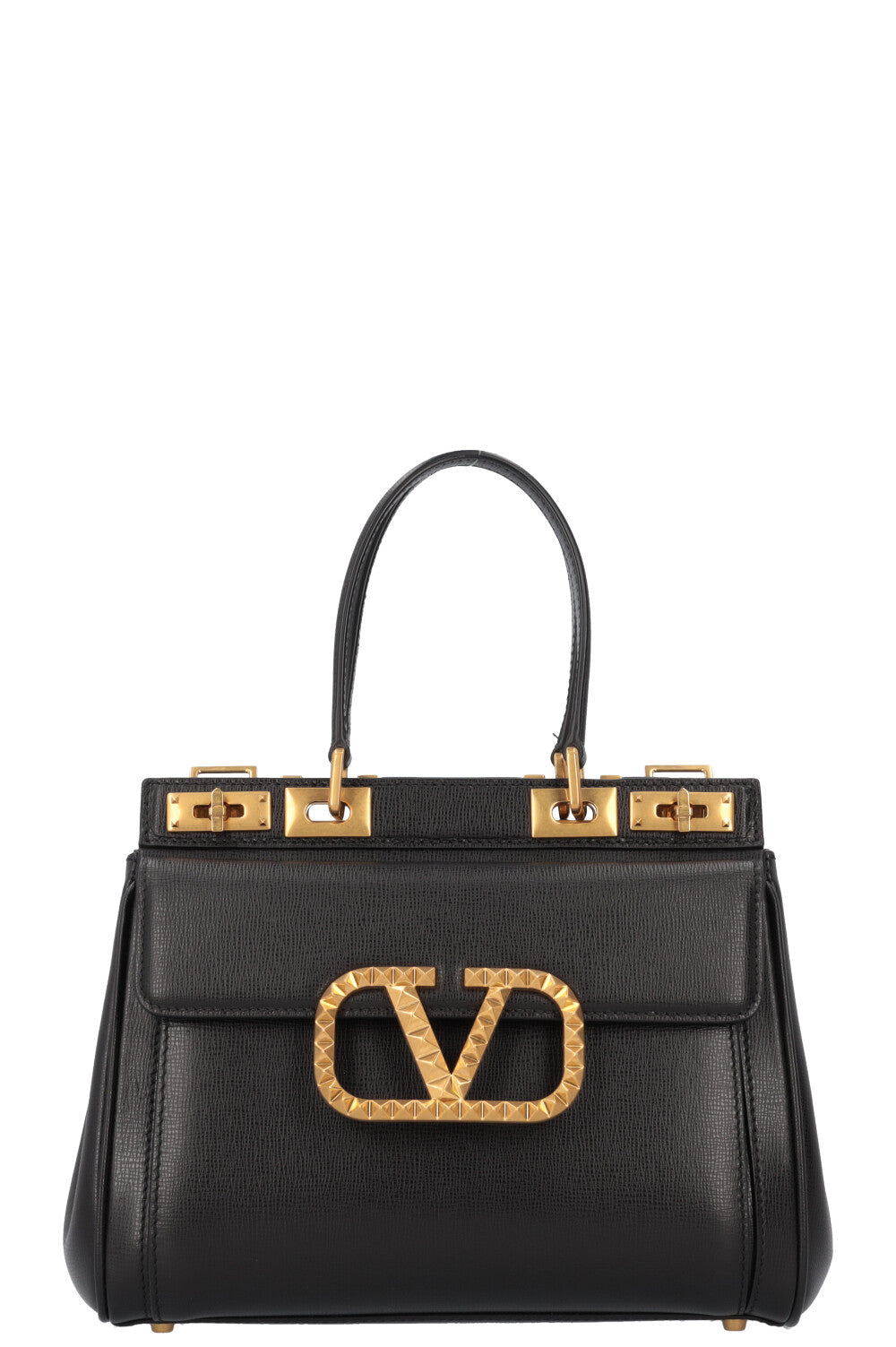 VALENTINO Rockstud Alcove Bag Leather Black Gold