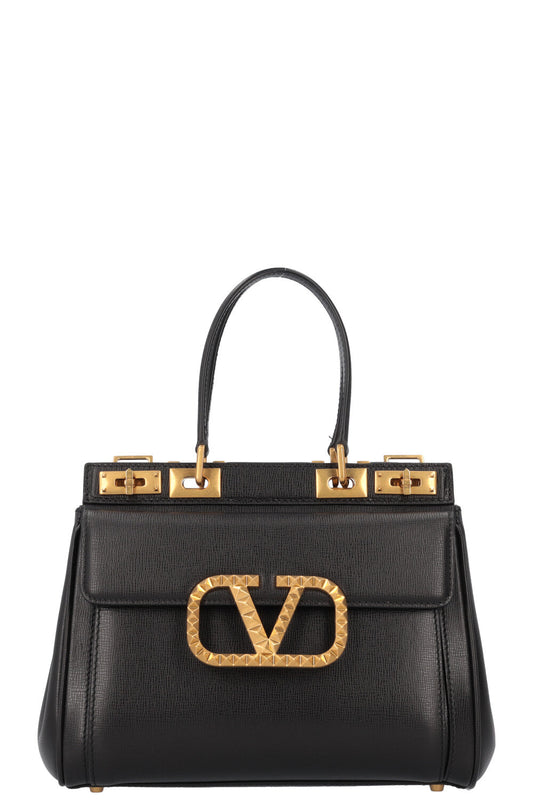 VALENTINO Rockstud Alcove Bag Leather Black Gold