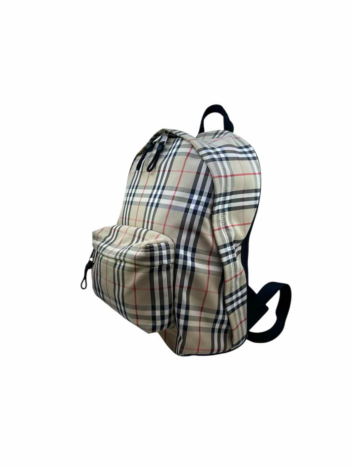 BURBERRY Beige Fabric Plaid Backpack
