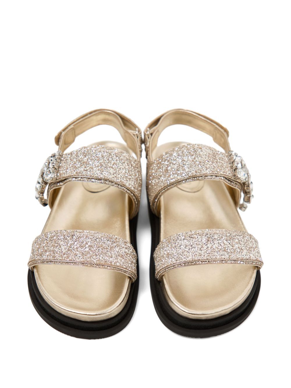 Jimmy Choo Women Verity Glittered Flat Sandals With Crystal Embellishment