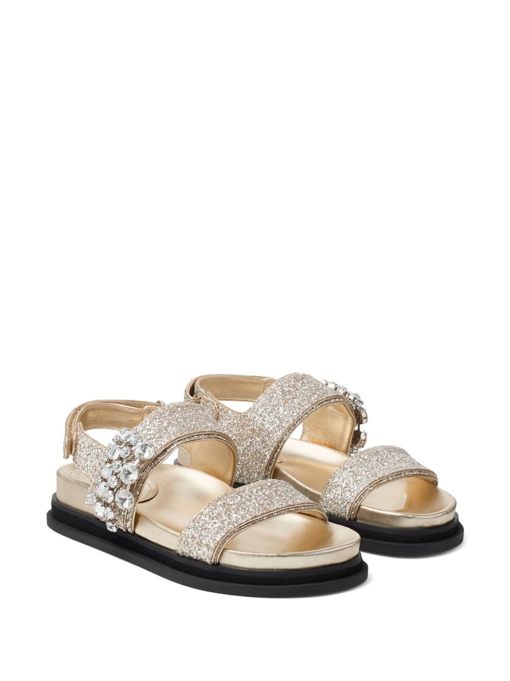 Jimmy Choo Women Verity Glittered Flat Sandals With Crystal Embellishment