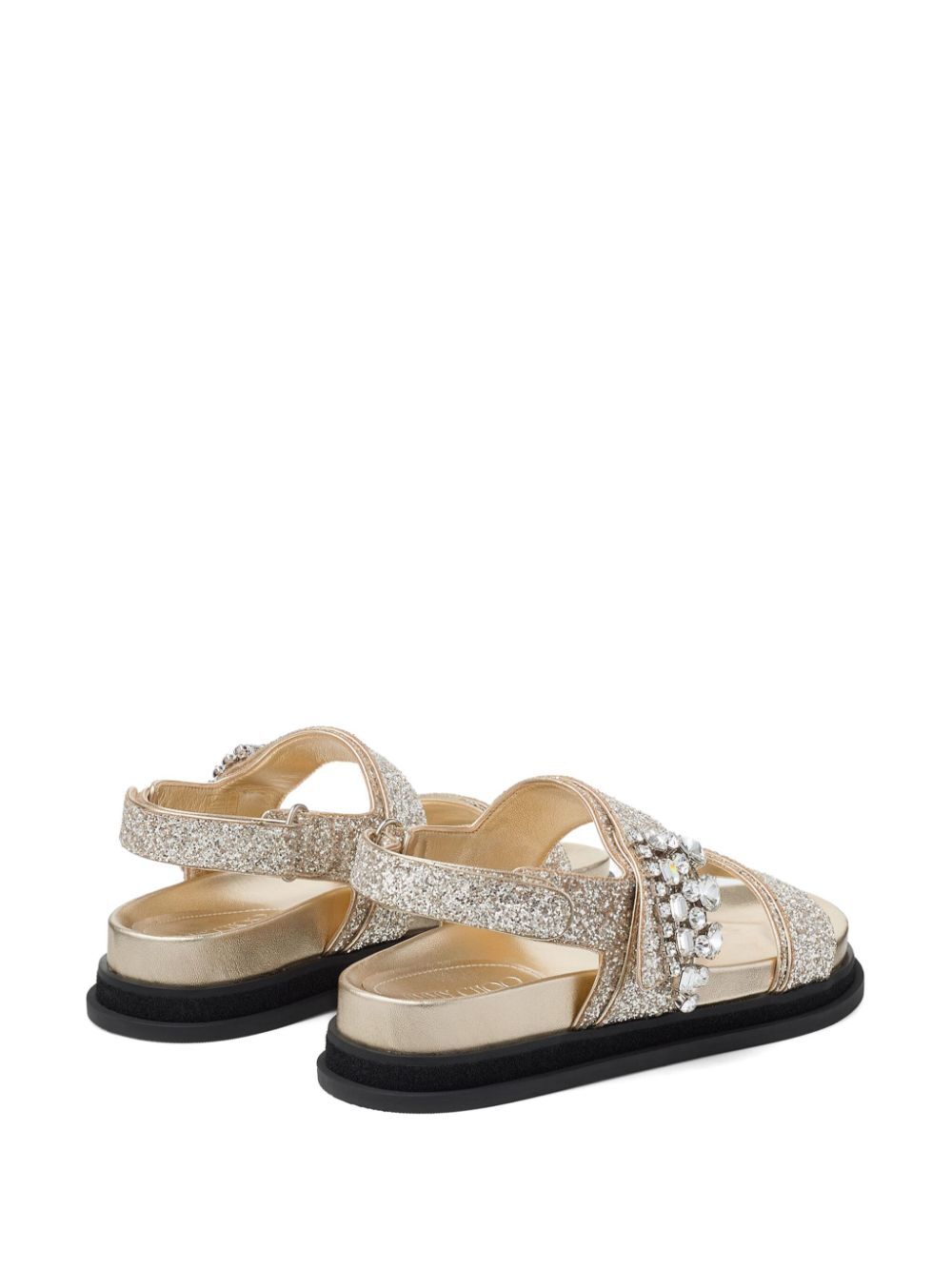 Jimmy Choo Women Verity Glittered Flat Sandals With Crystal Embellishment