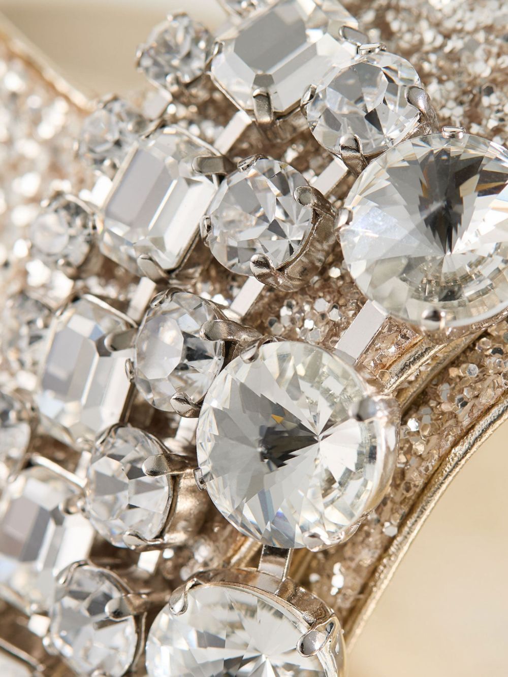 Jimmy Choo Women Verity Glittered Flat Sandals With Crystal Embellishment