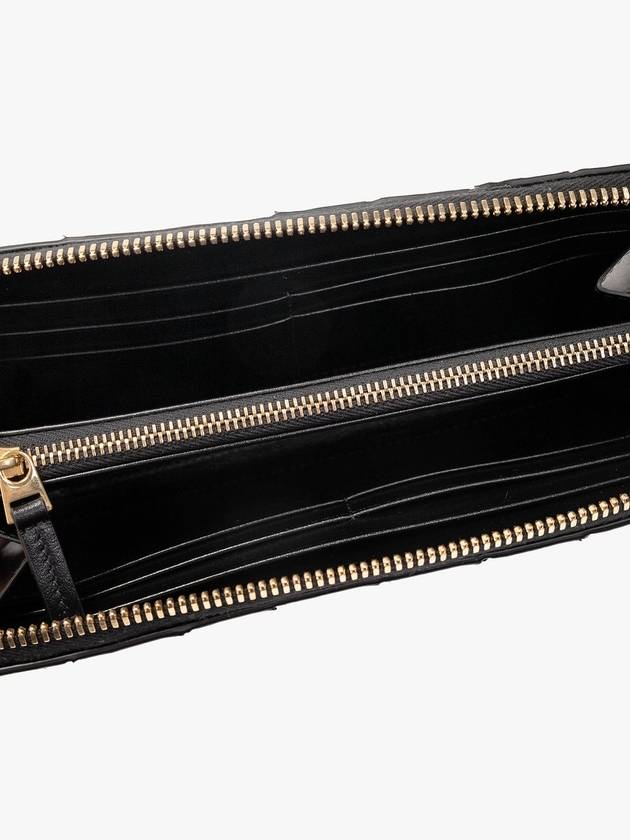 Bottega Veneta Intrecciato Zipper Around Long Wallet Black