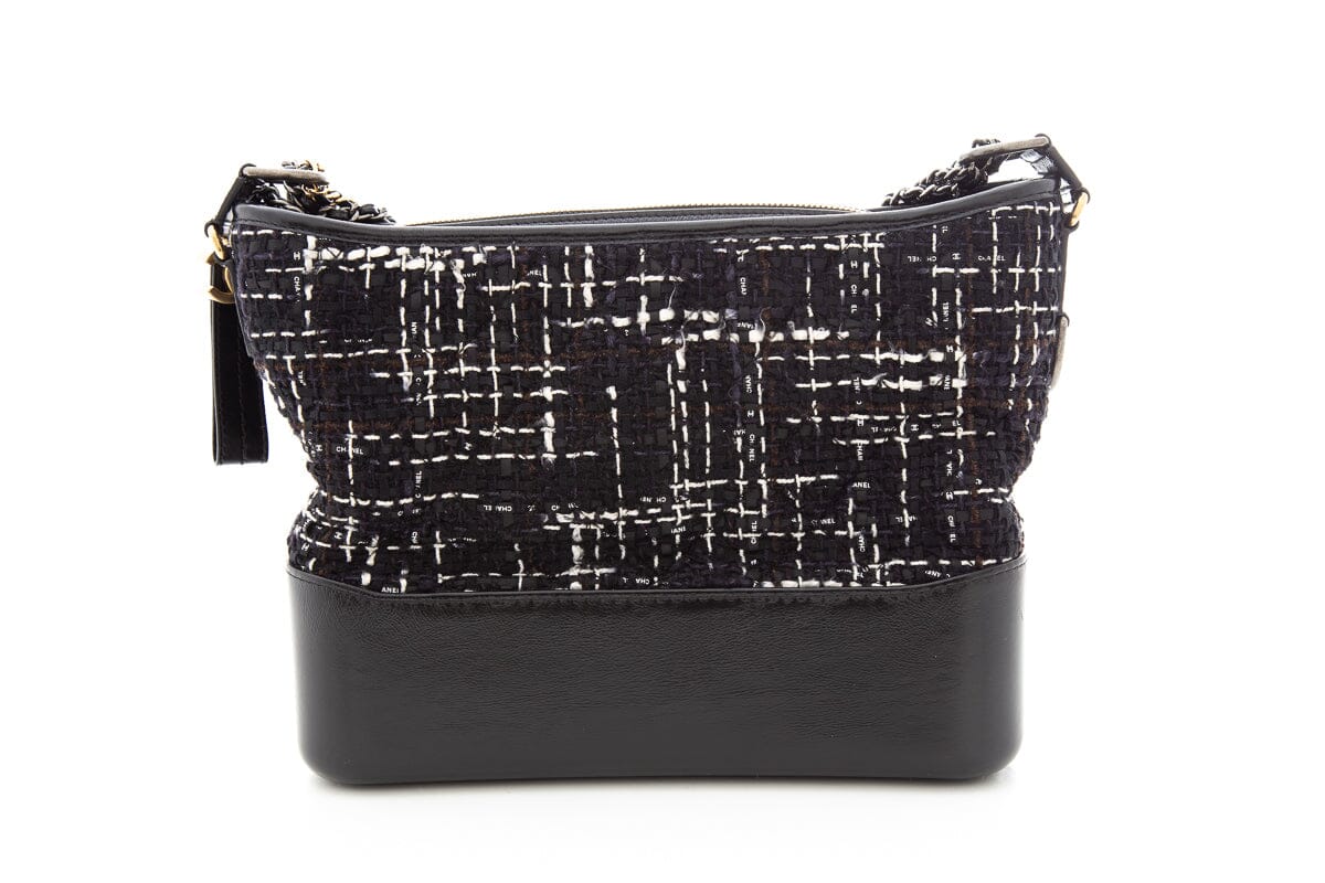 Chanel 2018/19 Black Tweed and Calfskin Gabrielle Hobo Handbag