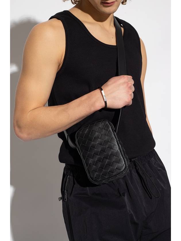 Bottega Veneta Intrecciato Zipper Leather Mini Cross Bag Black