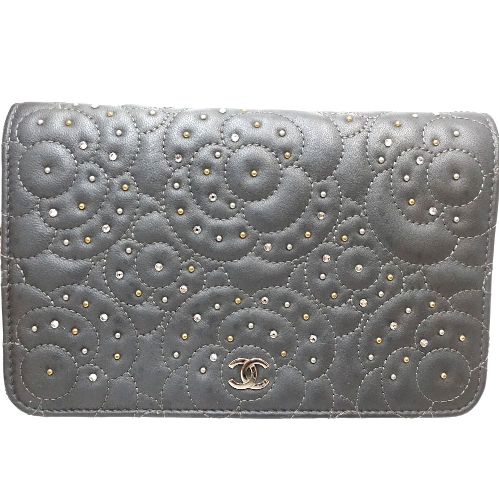 Chanel Camellia Lambskin Chain Wallet