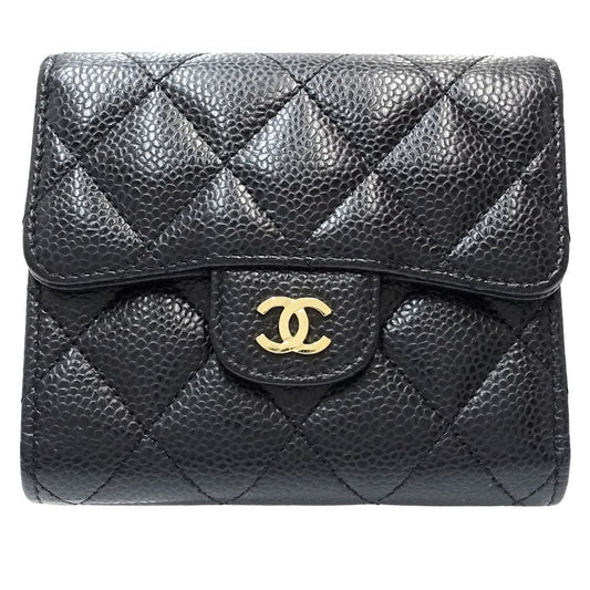 Chanel Caviar Skin Trifold Wallet Matelasse AP0231