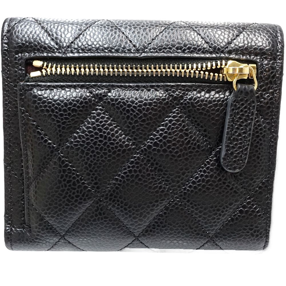 Chanel Caviar Skin Trifold Wallet Matelasse AP0231