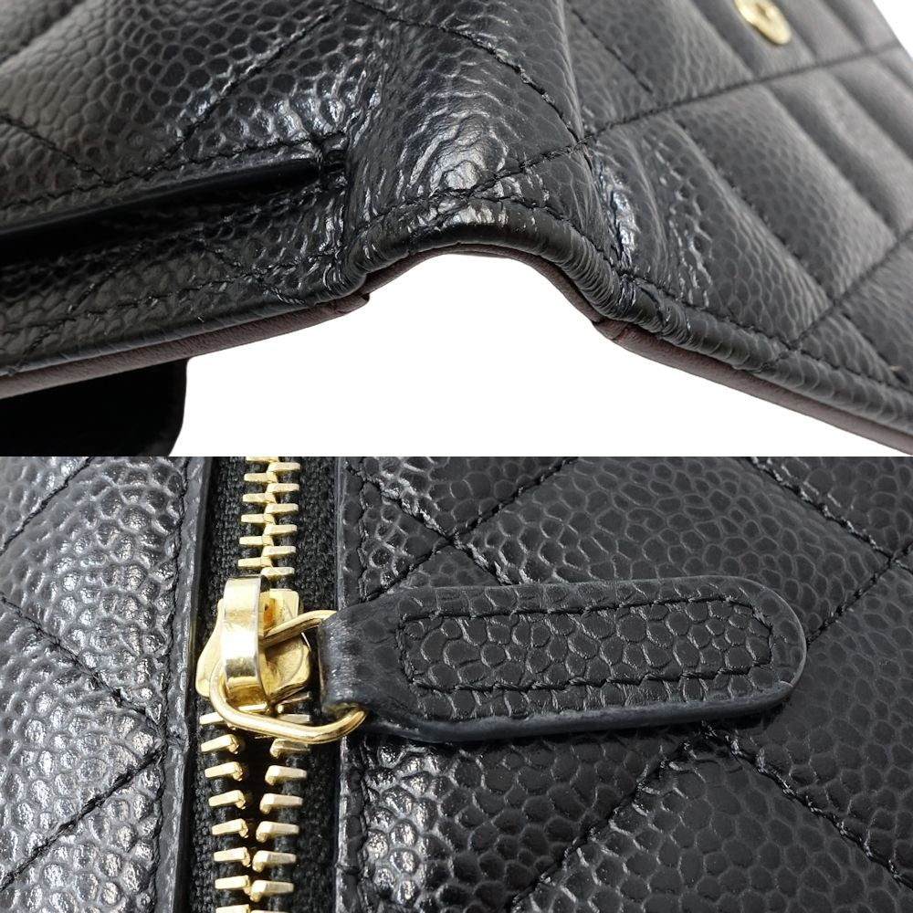 Chanel Caviar Skin Trifold Wallet Matelasse AP0231