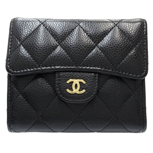 Chanel Caviar Skin Trifold Wallet Matelasse AP0231
