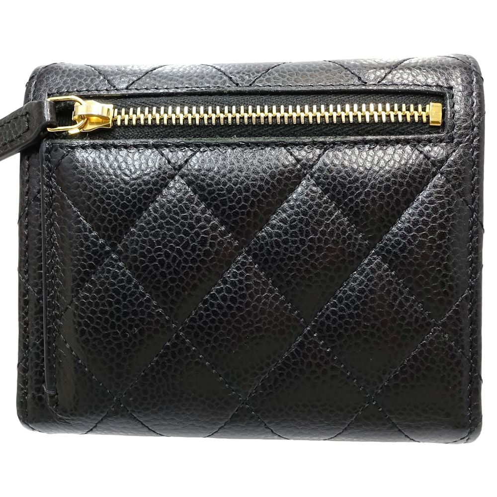 Chanel Caviar Skin Trifold Wallet Matelasse AP0231