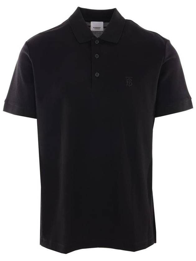 Burberry Men's Monogram Logo Short Sleeve Polo Shirt Black