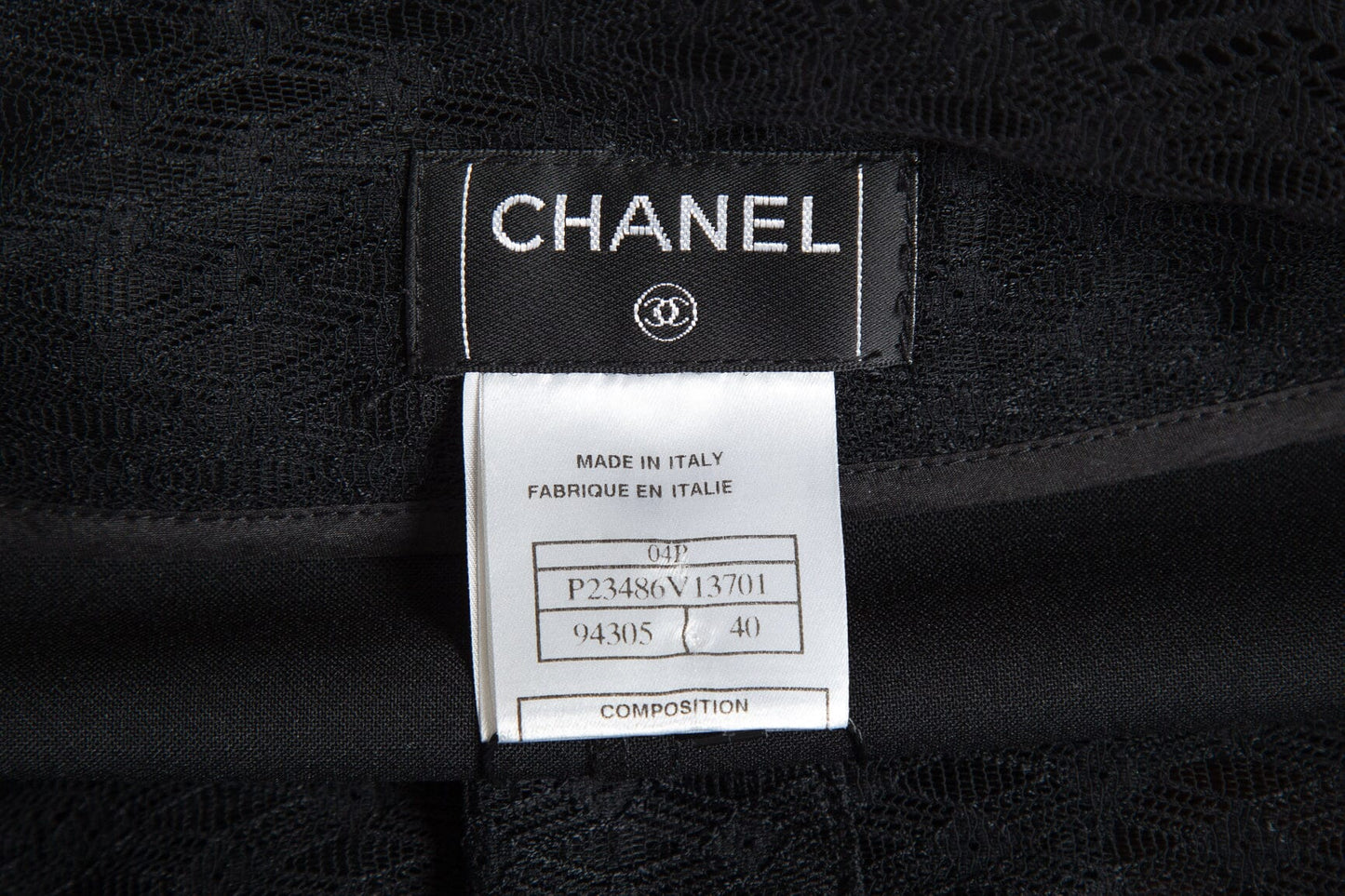 Chanel Black Lace Detail Skirt SZ 40