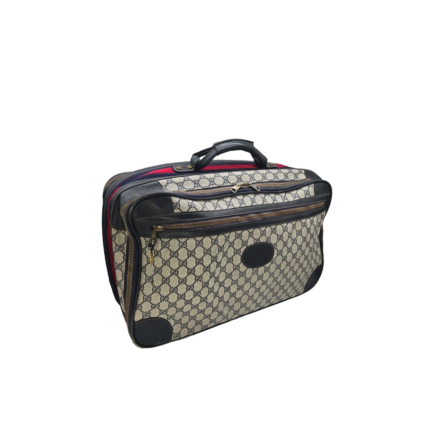 Gucci Vintage GG Web Suitcase Luggage