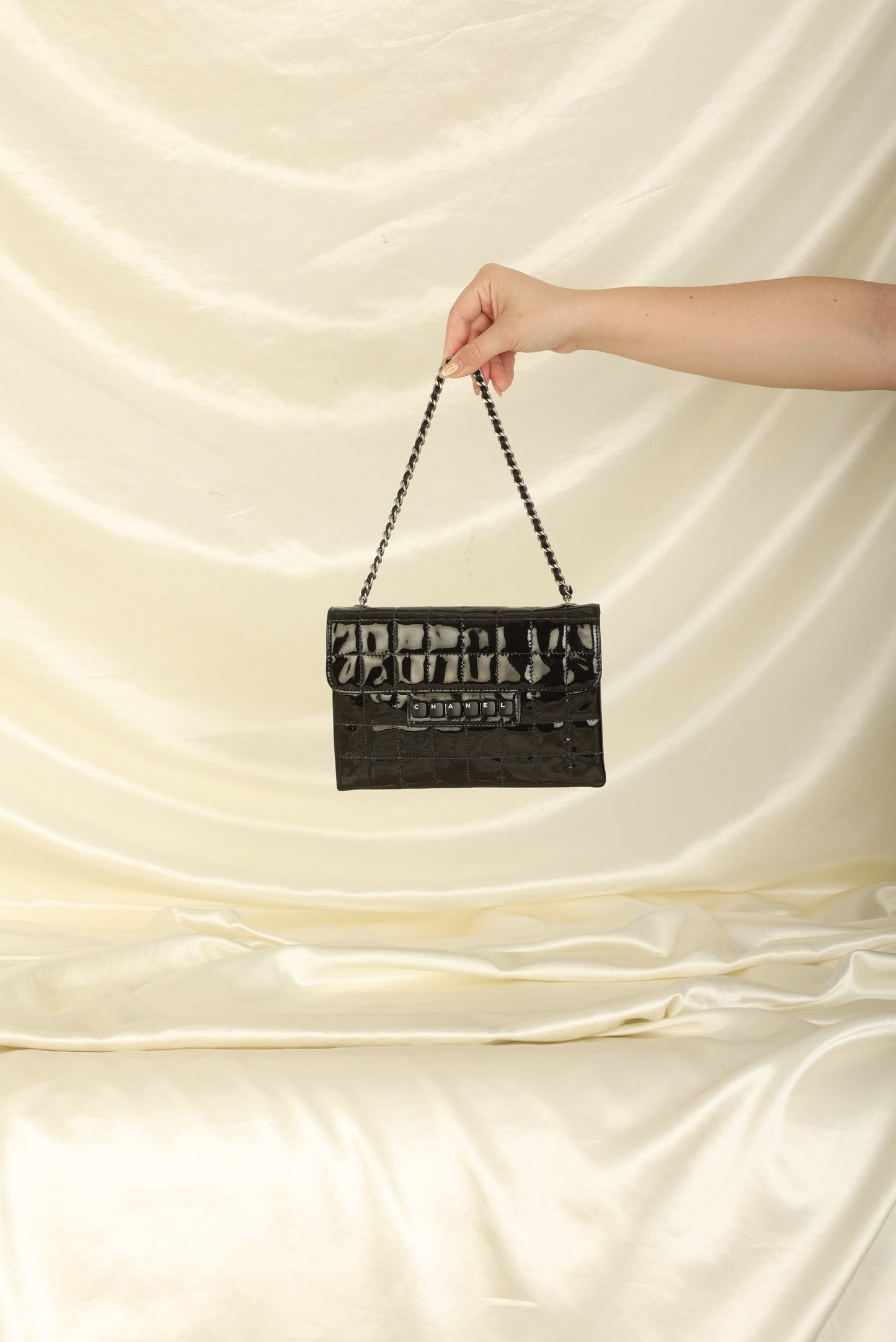 Rare Chanel Patent Chocolate Keyboard Pochette