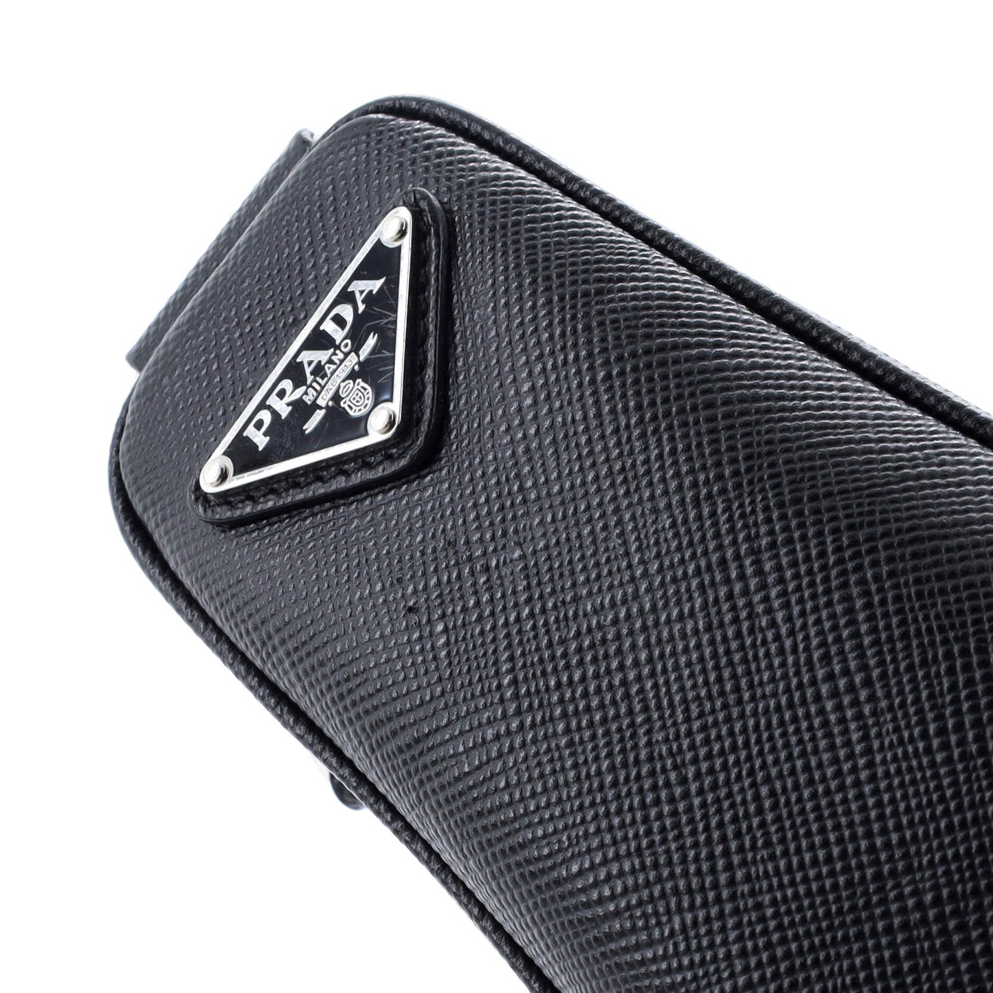 Triangle Logo Zip Crossbody Bag Leather Small