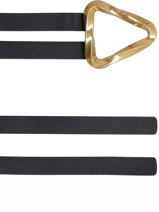 Bottega Veneta Triangle Buckle Grasp Leather Belt Black
