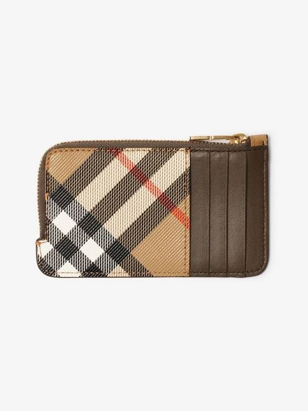 Burberry Check Corner Zipper Card Wallet Sand
