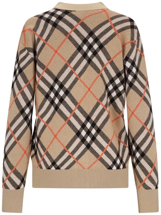 Burberry Check Wool Blend Cardigan Beige