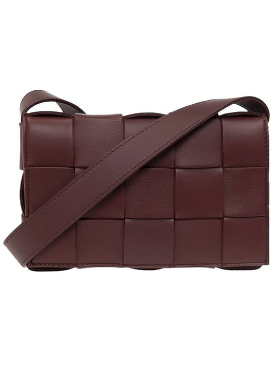 Bottega Veneta Cassette Leather Small Cross Bag Burgundy