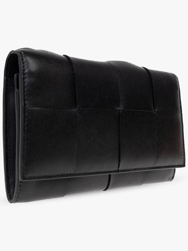Bottega Veneta Intrecciato Vertical Long Wallet Black