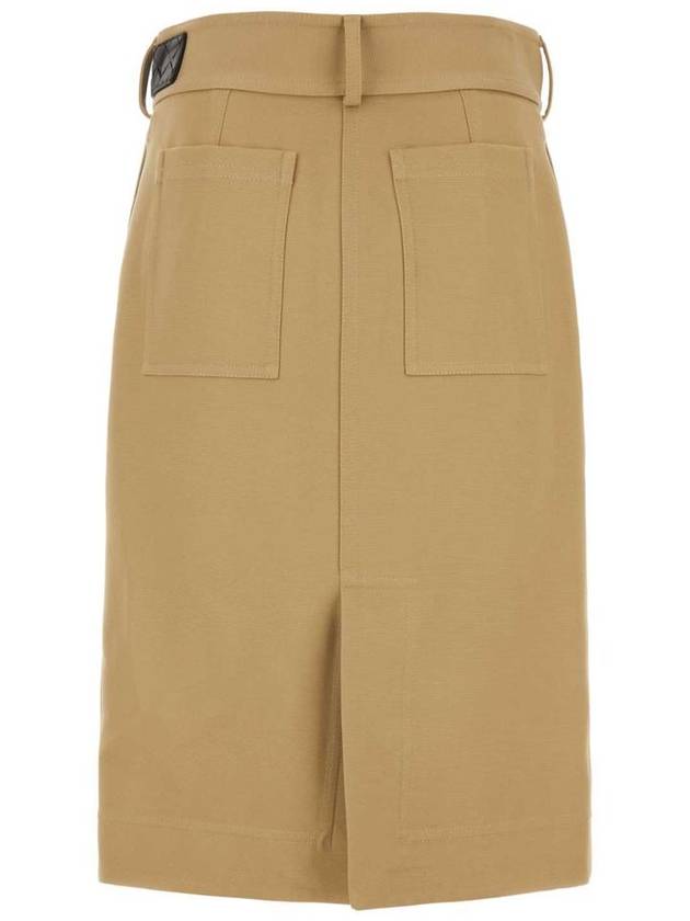 Bottega Veneta Belted Midi H-Line Skirt Nude