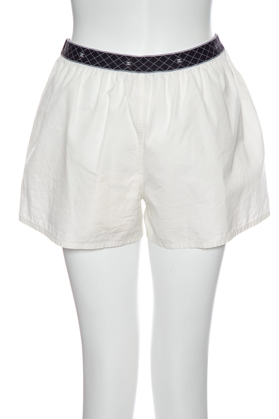 Chanel White Logo Waist Band Cotton Mini Short SZ 36 NWT