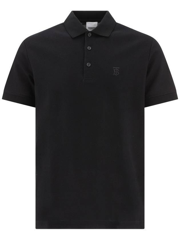 Burberry Men's Monogram Logo Short Sleeve Polo Shirt Black