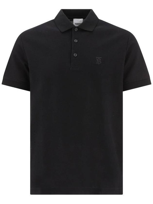 Burberry Men's Monogram Logo Short Sleeve Polo Shirt Black