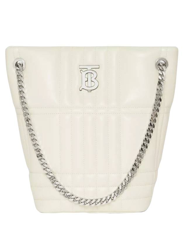 Burberry Lola Quilted Lambskin Small Bucket Bag White