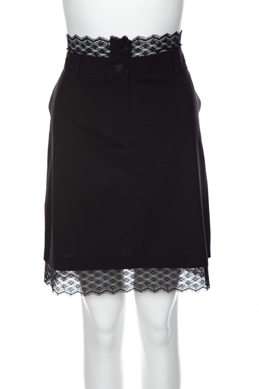 Chanel Black Lace Detail Skirt SZ 40