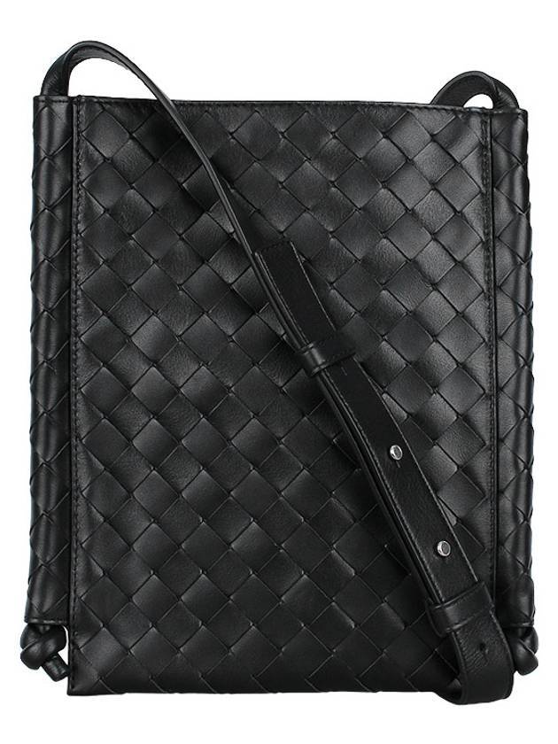Bottega Veneta Intrecciato Flat Loop Small Cross Bag Black