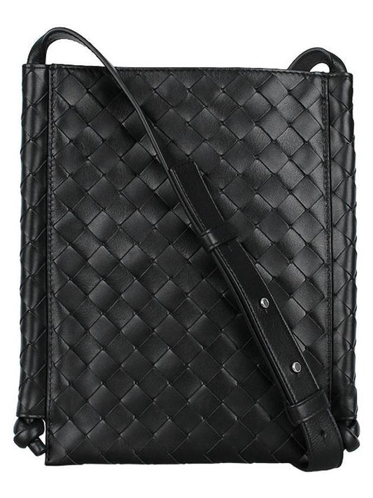 Bottega Veneta Intrecciato Flat Loop Small Cross Bag Black