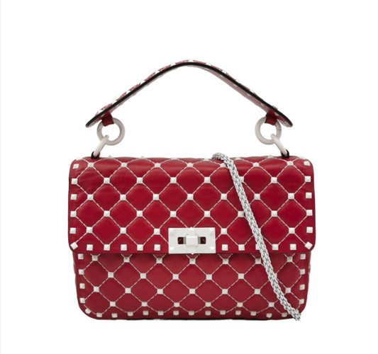Valentino Rockstud Spike Medium 23cm Bag Red 24052678724369