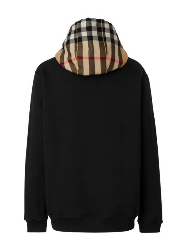 Burberry Check Hood Cotton Hoodie Black