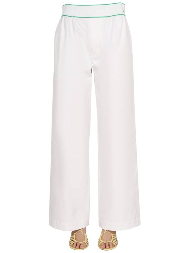 Bottega Veneta Women's Elastic Cotton Tennis Straight Pants White