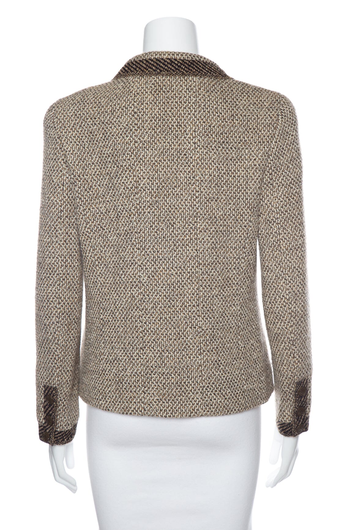 Chanel Vintage 1998 Autumn Knit Brown and Cream Jacket SZ 40