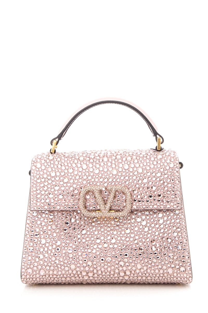 Valentino Pink Crystal Embellished VSLING Handbag