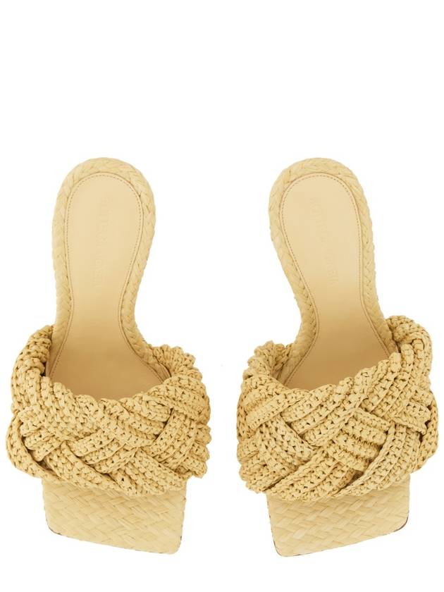 Bottega Veneta Lido Intrecciato Raffia Mule Beige