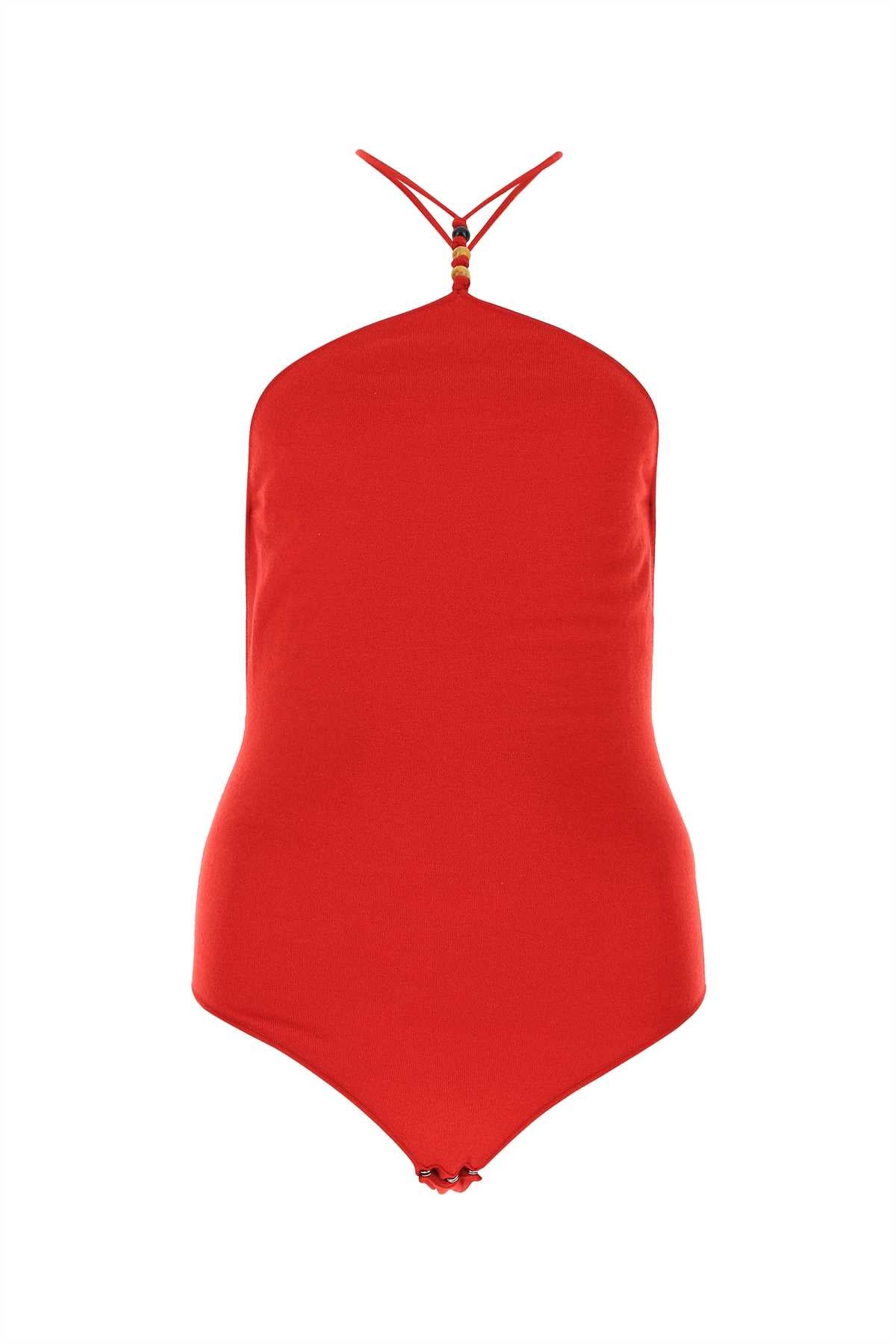 Bottega Veneta Women Red Stretch Cashmere Blend Bodysuit