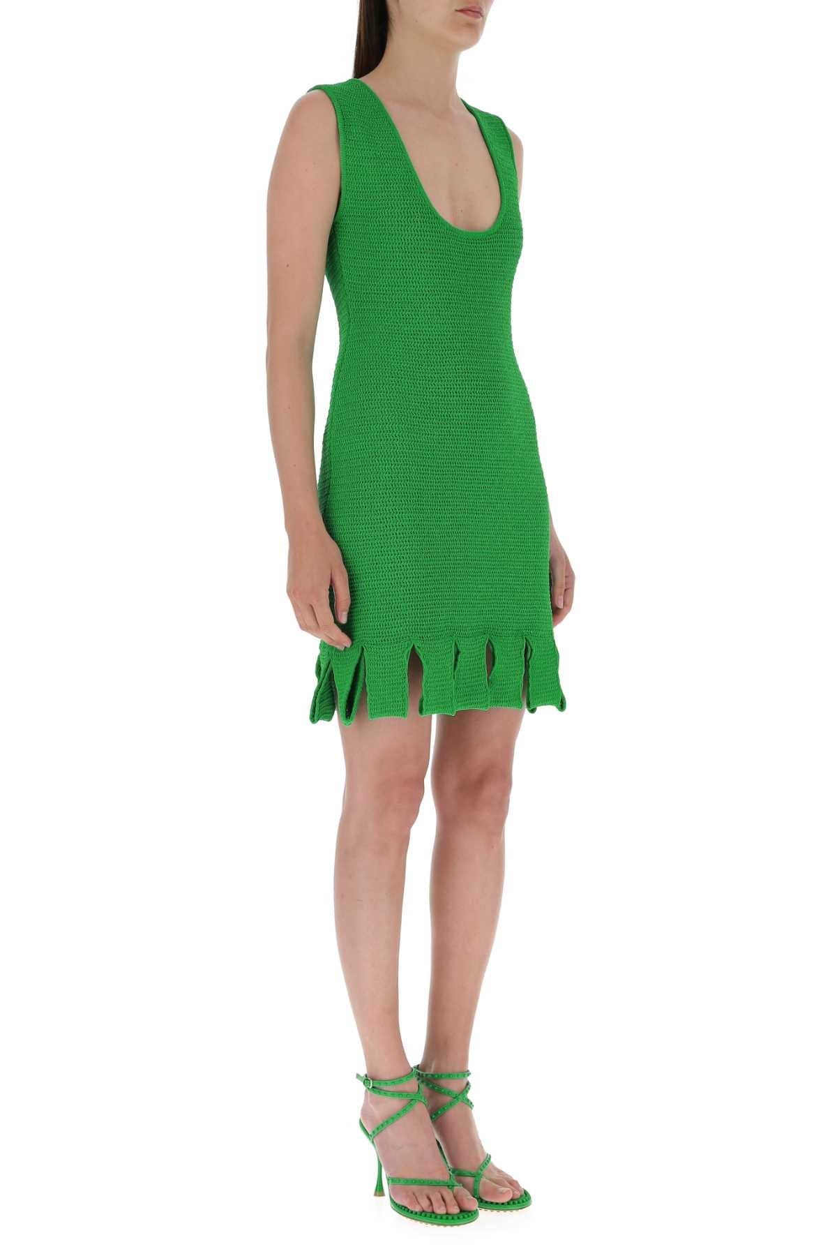 Bottega Veneta Women Grass Green Stretch Cotton Blend Mini Dress