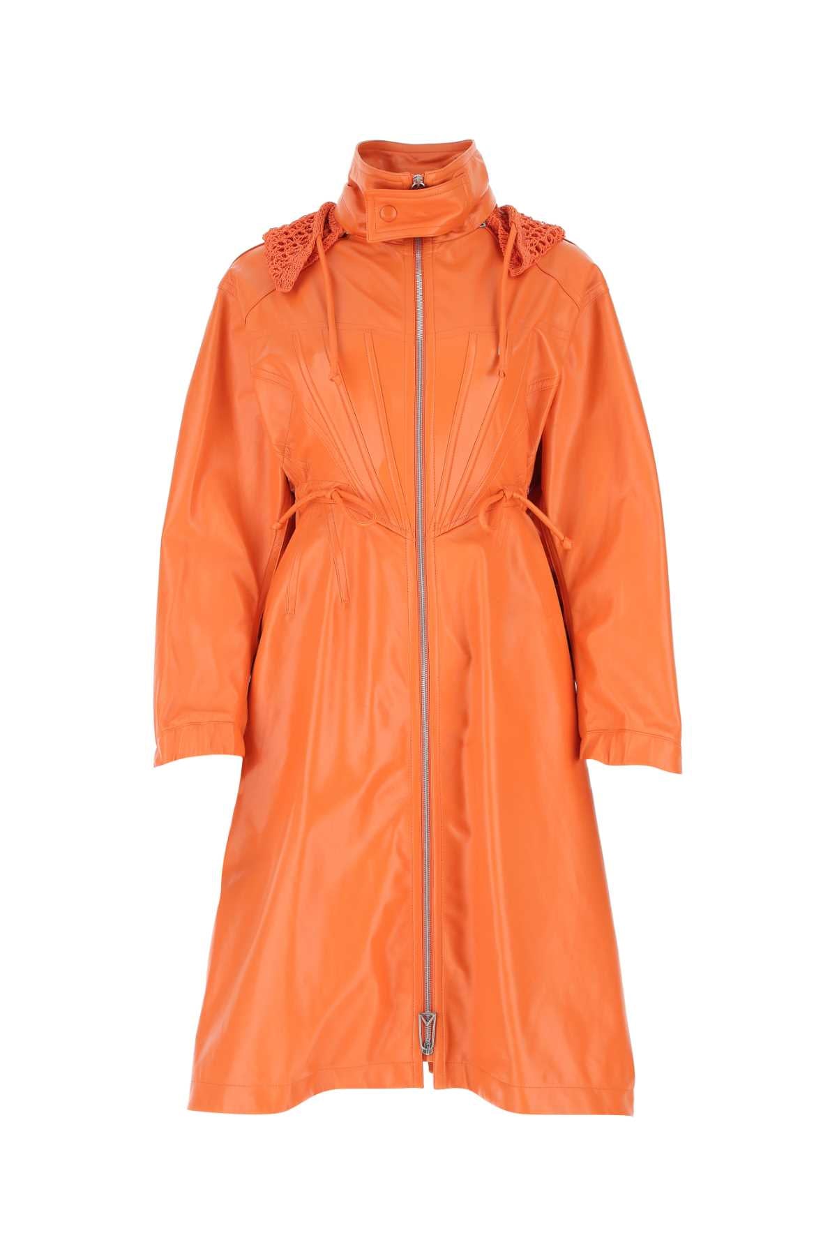 Bottega Veneta Women Orange Leather Parka